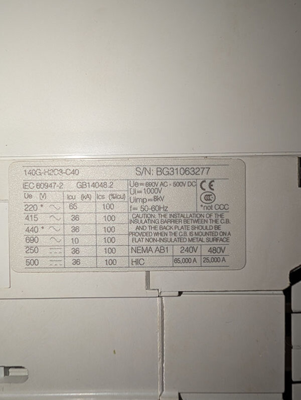 Allen Bradley 140G-H2C3-C40 Circuit Breaker